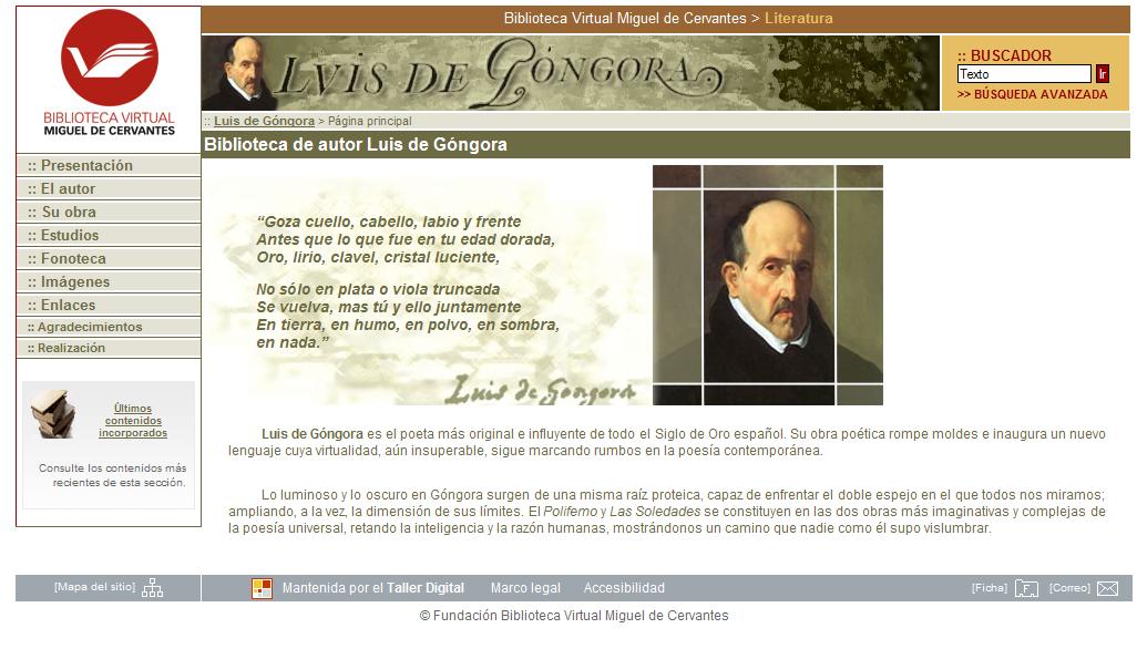 Luis de Góngora y Argote. Biblioteca de Autor. Biblioteca Virtual Miguel de Cervantes, Universidad de Alicante-BSCH