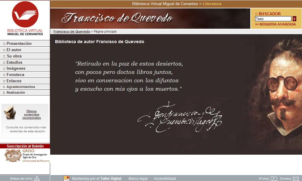 Francisco de Quevedo. Biblioteca de Autor. Biblioteca Virtual Miguel de Cervantes, Universidad de Alicante-BSCH