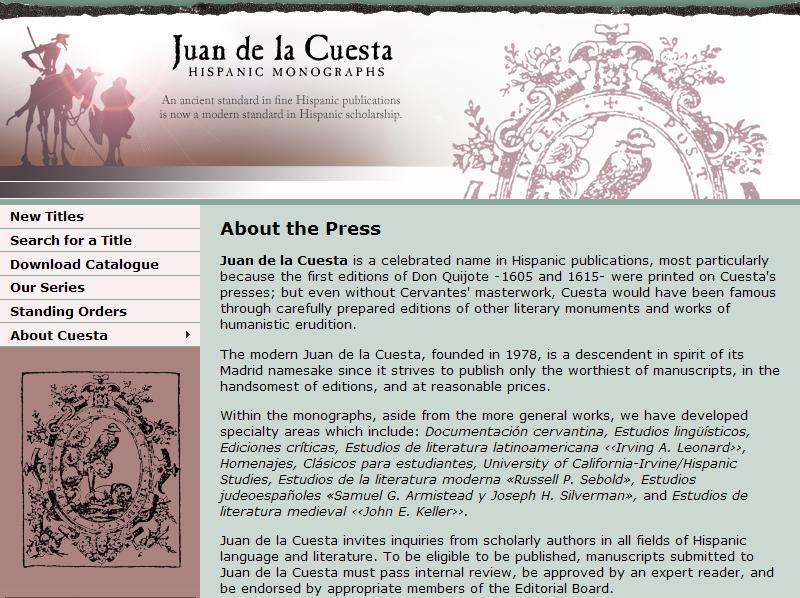 Juan de la Cuesta. Hispanic Monographs