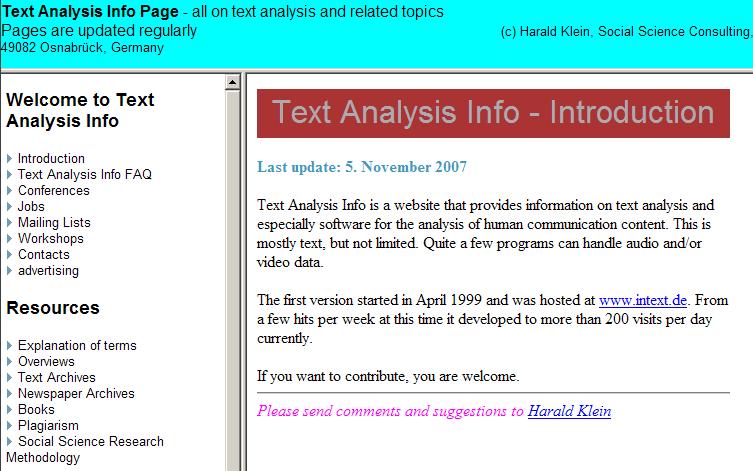 Harald Klein. Text Analysis Info 