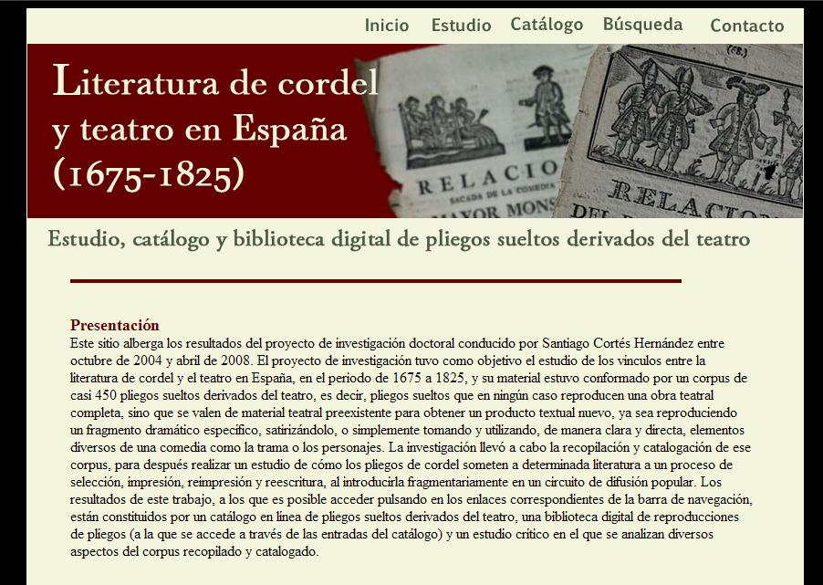 Literatura de cordel y teatro en España (1675-1825) 