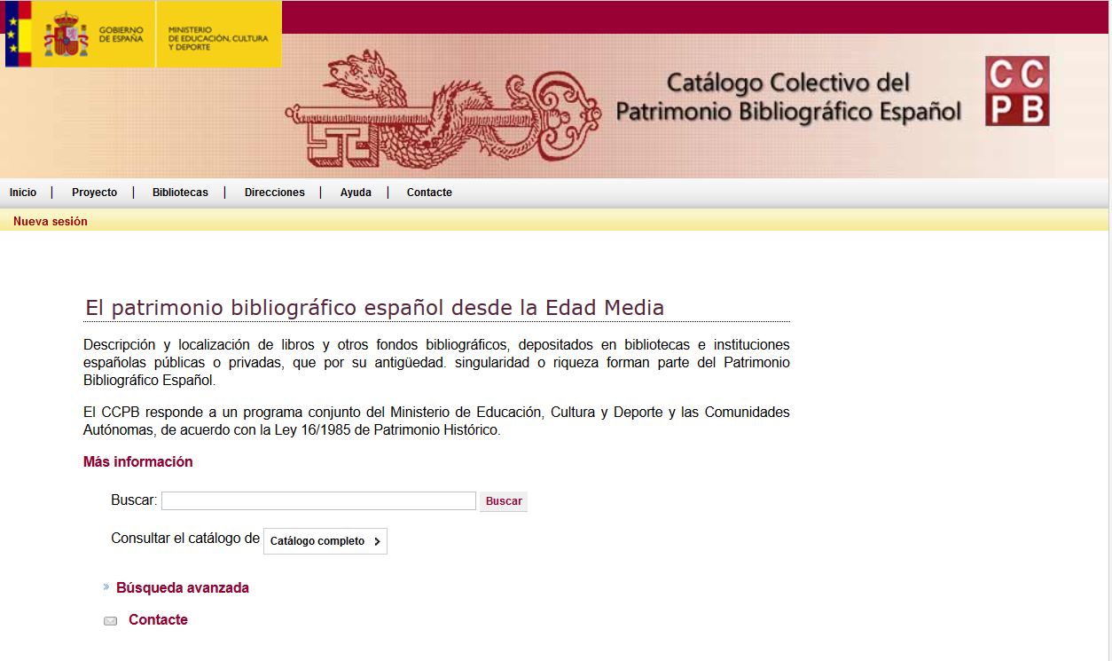 Catálogo colectivo del  patrimonio bibliográfico español