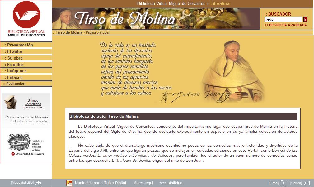 Tirso de Molina. Biblioteca de Autor. Biblioteca Virtual Miguel de Cervantes, Universidad de Alicante-BSCH
