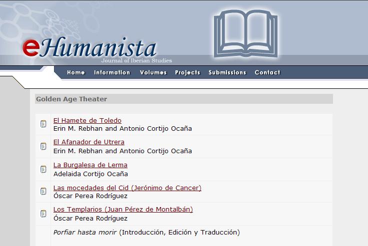 Golden Age Theater. E-Humanista. Journal of Iberian Studies