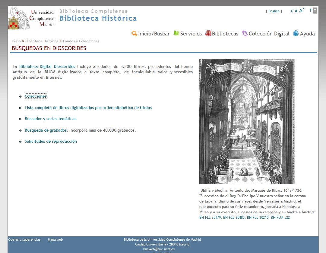 Biblioteca digital Dioscórides. Universidad Complutense de Madrid